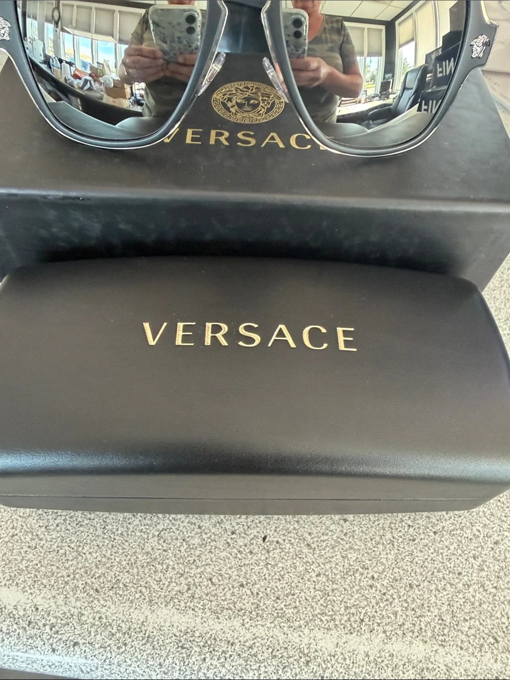 Versace Black Silver Shield Sunglasses